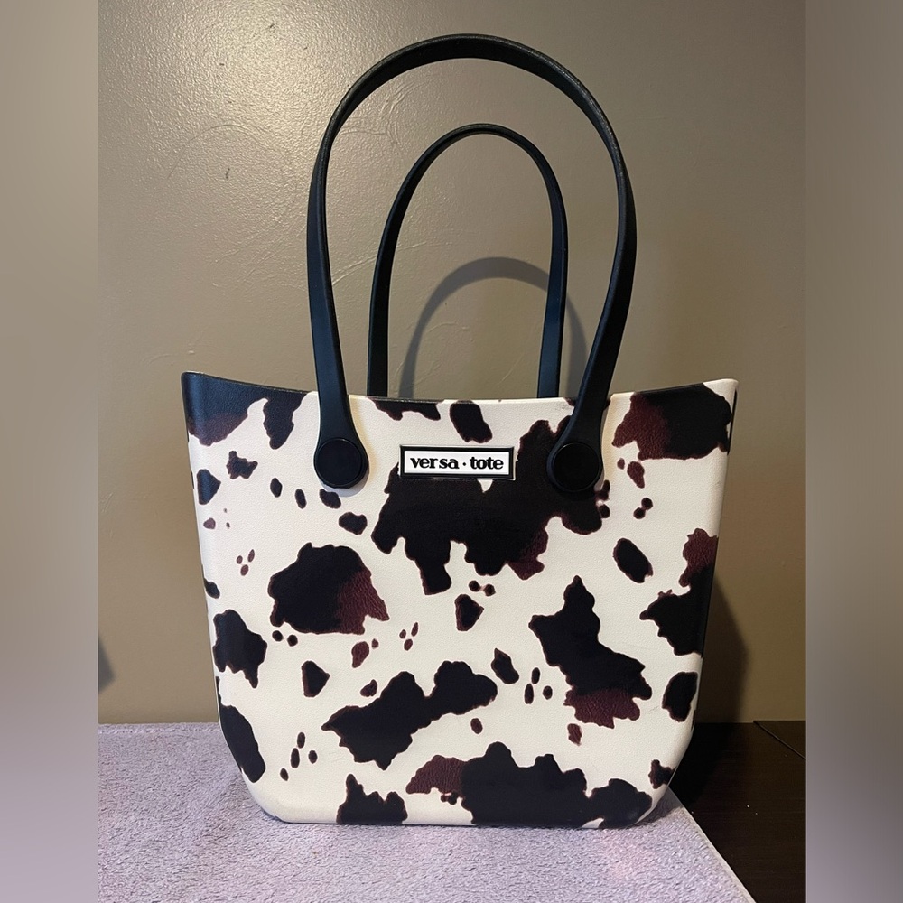 Cow print versa tote